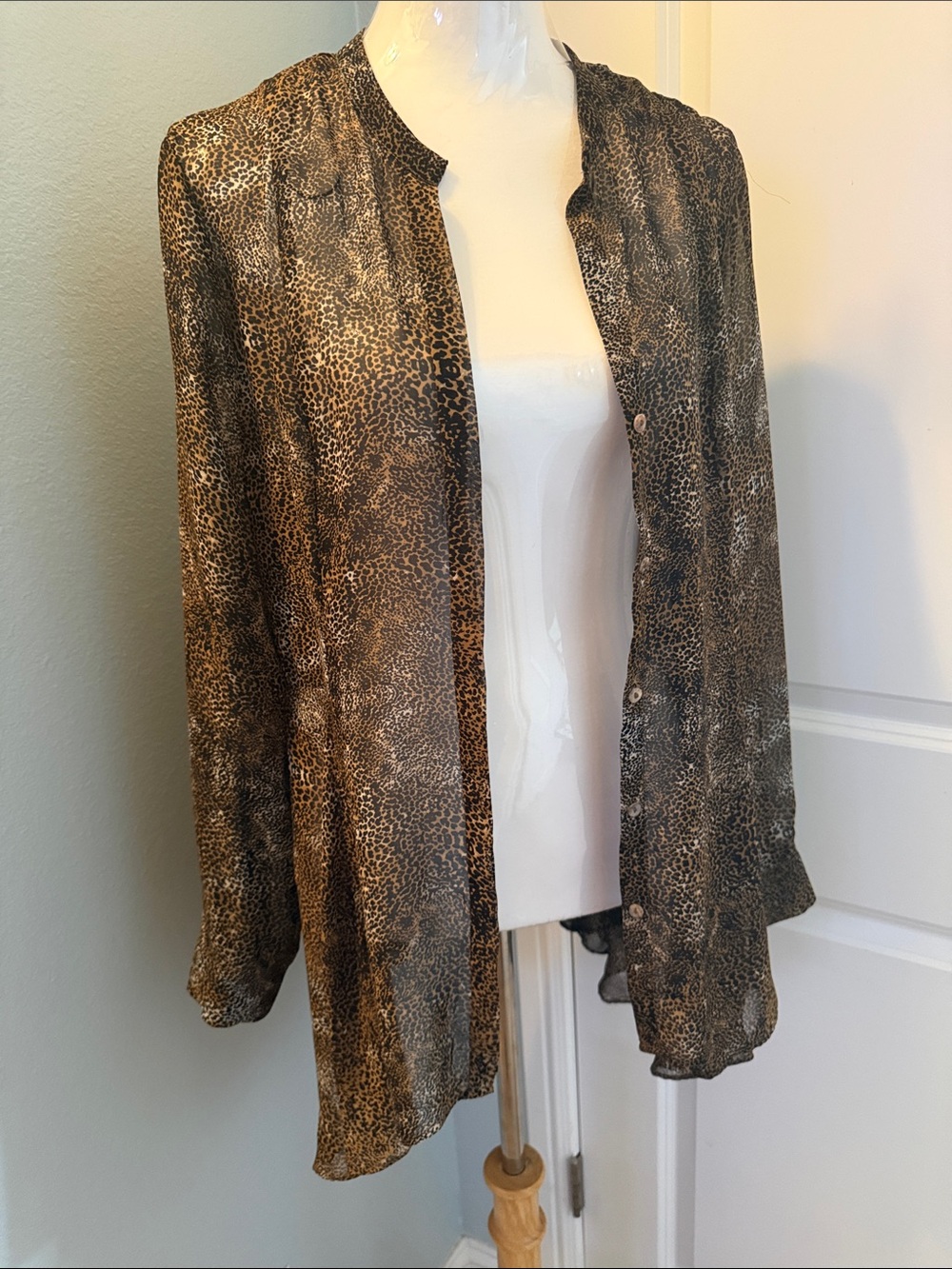Fever Sheer Leopard Print Blouse in Brown and Black
